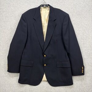 Wimbledon Racquet Club Blazer Mens 44* Navy Wool Sport Coat Jacket Gold Buttons‎